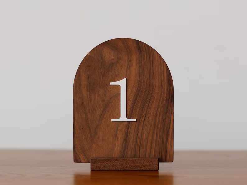 Modern Arch Wooden Table Numbers for Wedding
