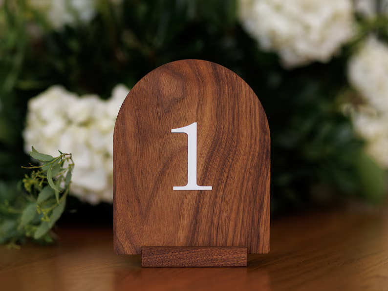 Modern Arch Wooden Table Numbers for Wedding