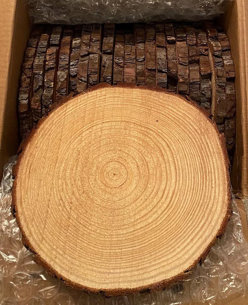 Set of 10 wood slices for centerpieces, baby shower centerpieces