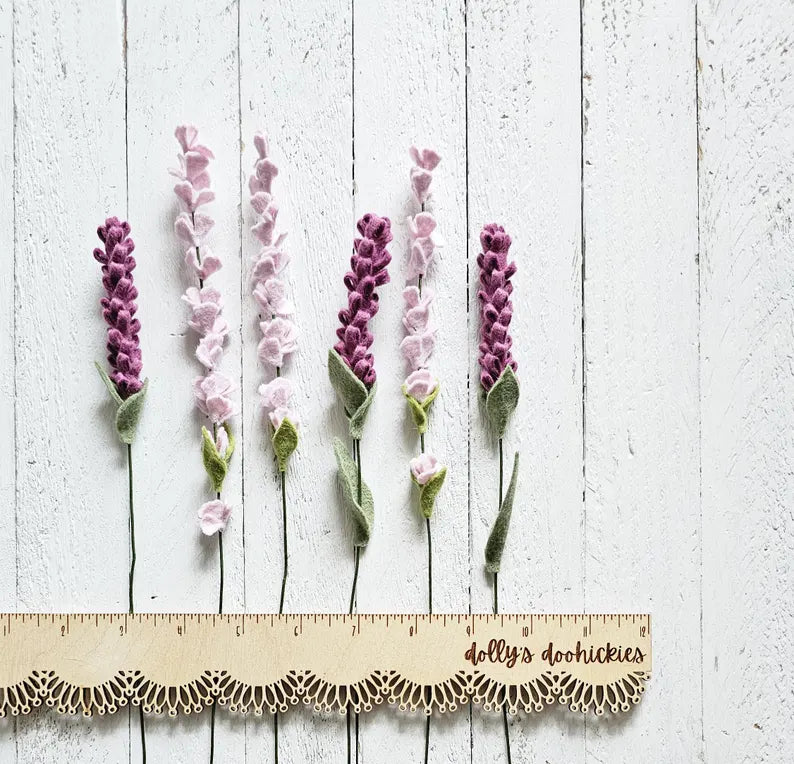 Lovely Lavender Bundles, Assorted Felt Lavender Flower Stems