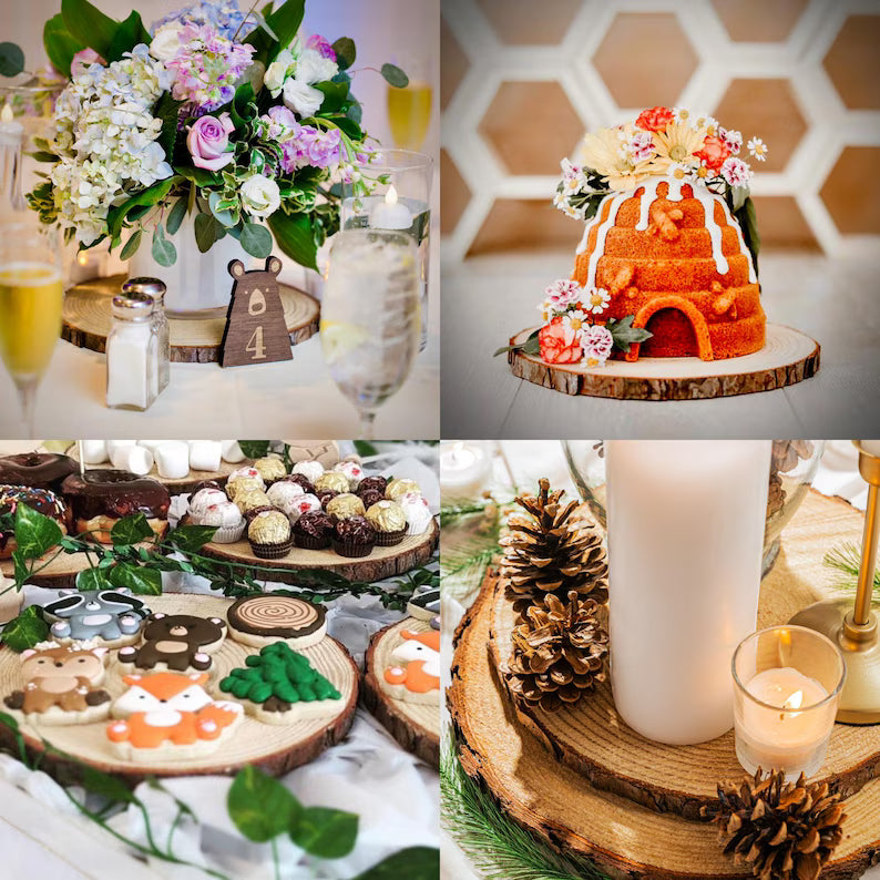 Set of 10 wood slices for centerpieces, baby shower centerpieces