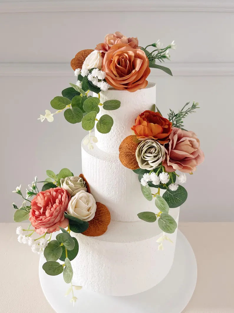 Set of 3 Wedding Cake Topper, Flower Cake Decoration
