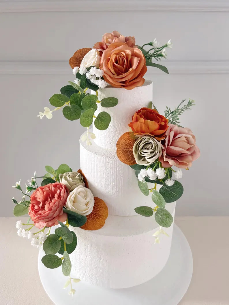 Set of 3 Wedding Cake Topper, Flower Cake Decoration