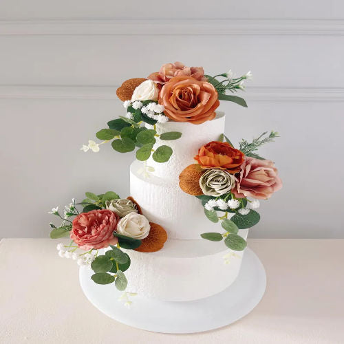 Set of 3 Wedding Cake Topper, Flower Cake Decoration