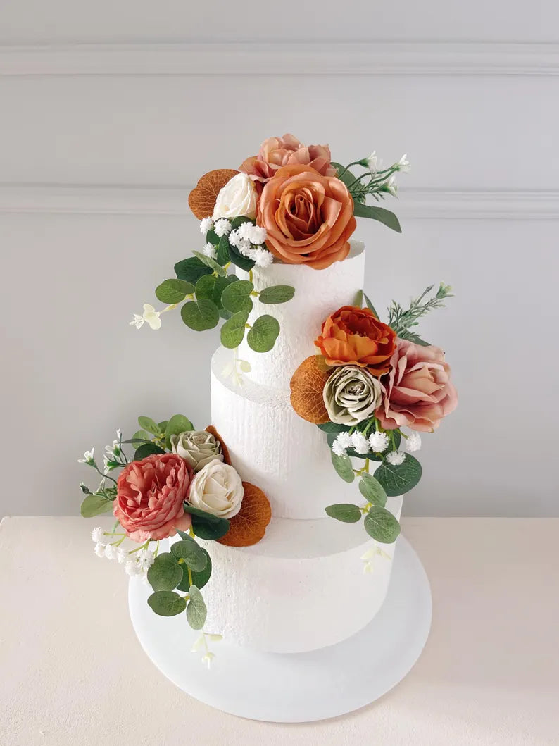 Set of 3 Wedding Cake Topper, Flower Cake Decoration